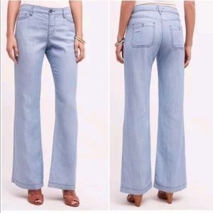 Anthropologie Pilcro Chambray Linen Wide Leg Pants
